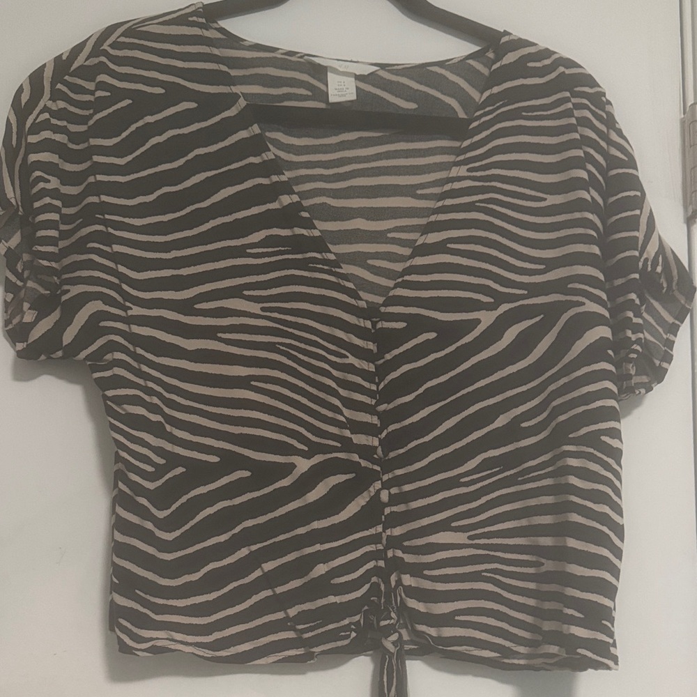 H&M Black and Tan Zebra Print Blouse